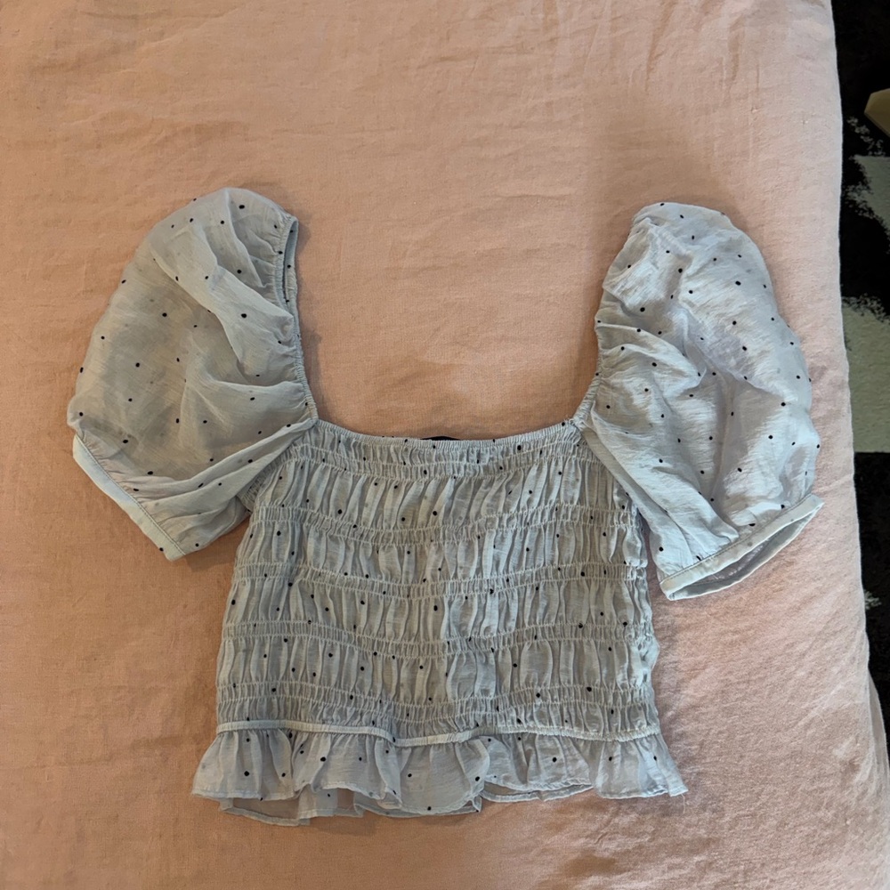 ZaraWomen's Blue Puff Sleeve Top